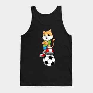 Cat as Soccer player with Soccer ball and Shoes Tank Top